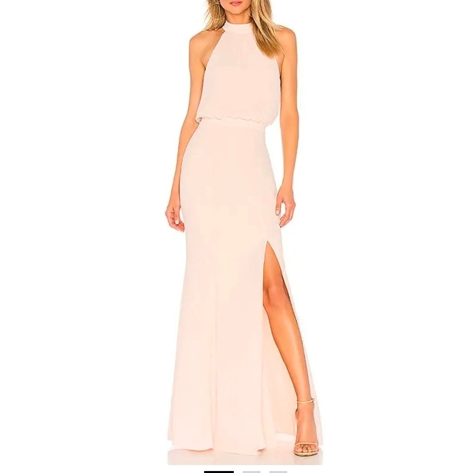 Love Likely Cameron Gown Shell Pink/Peach Halter Neck Maxi Dress Slit Size 10